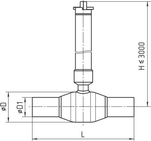 Кран шаровой стандартнопроходной 482 с удлиненным штоком для подземной установки размеры